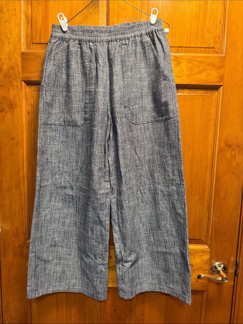 Lilla P Wide-Leg Linen-Blend Pants in Heather Gray